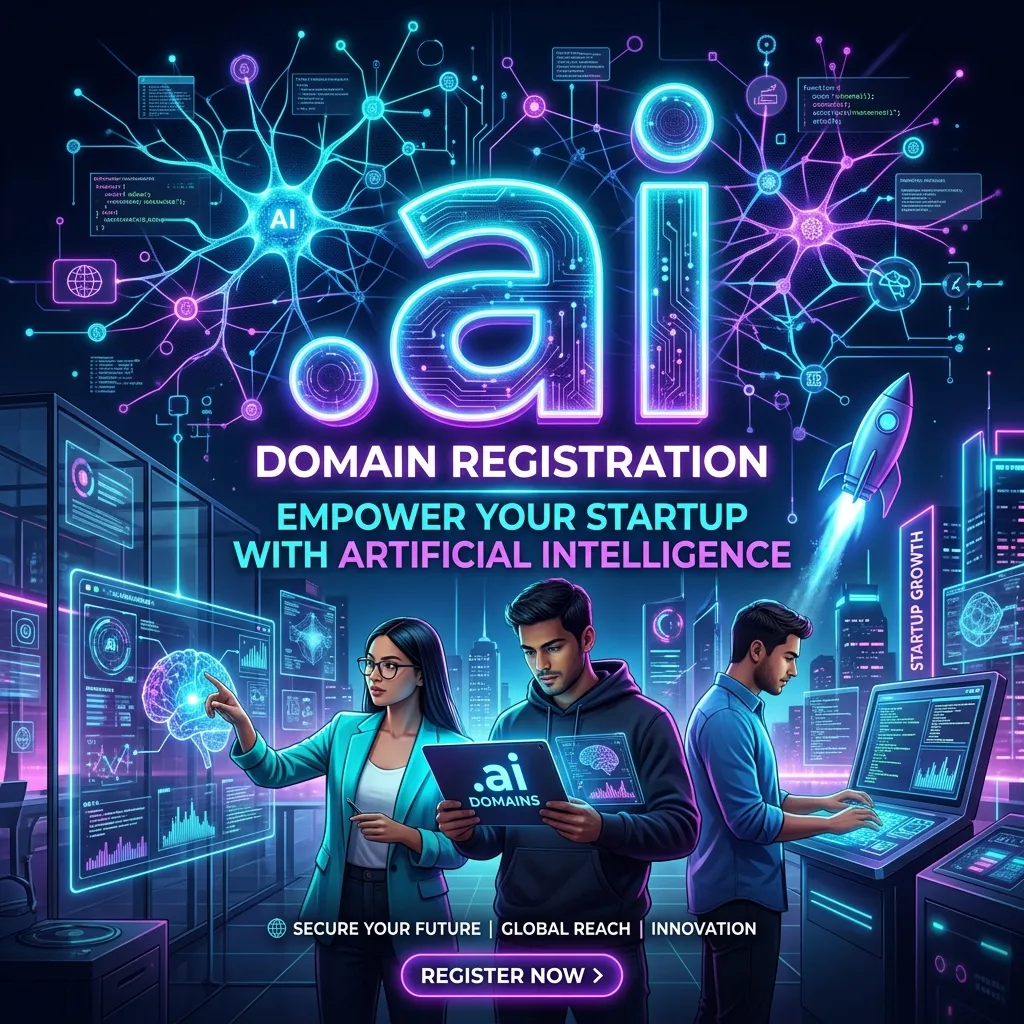 Buy .ai domain registration for artificial intelligence, machine learning, and tech startups in Pakistan