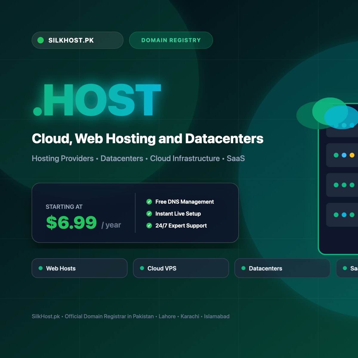 .host domain registration for web hosts, datacenters, and cloud providers in Pakistan